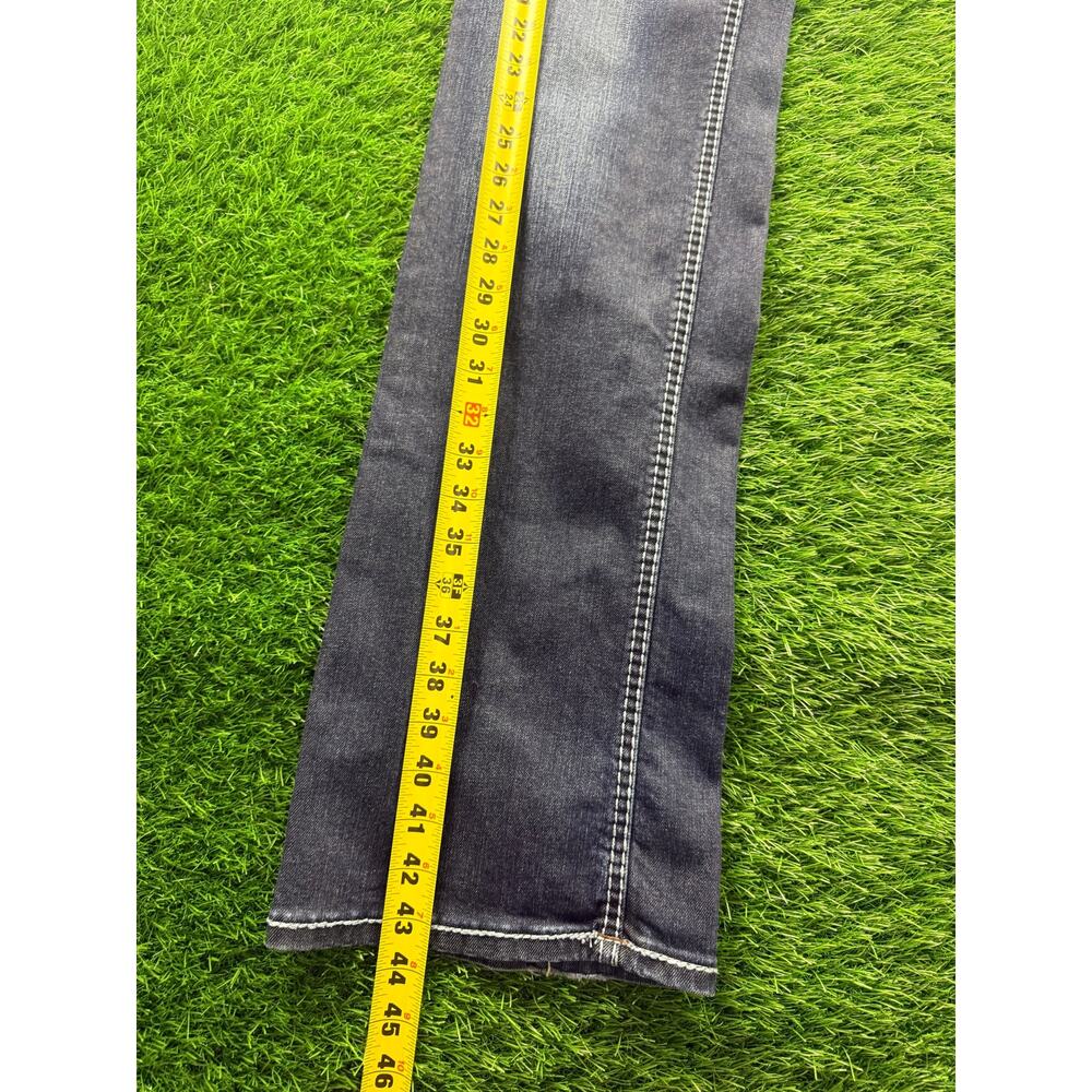 Adiktd Jeans Womens 8 W30 L35 Bootcut Dark Wash Fleur De Lis Studded Y2K Western - Picture 10 of 16